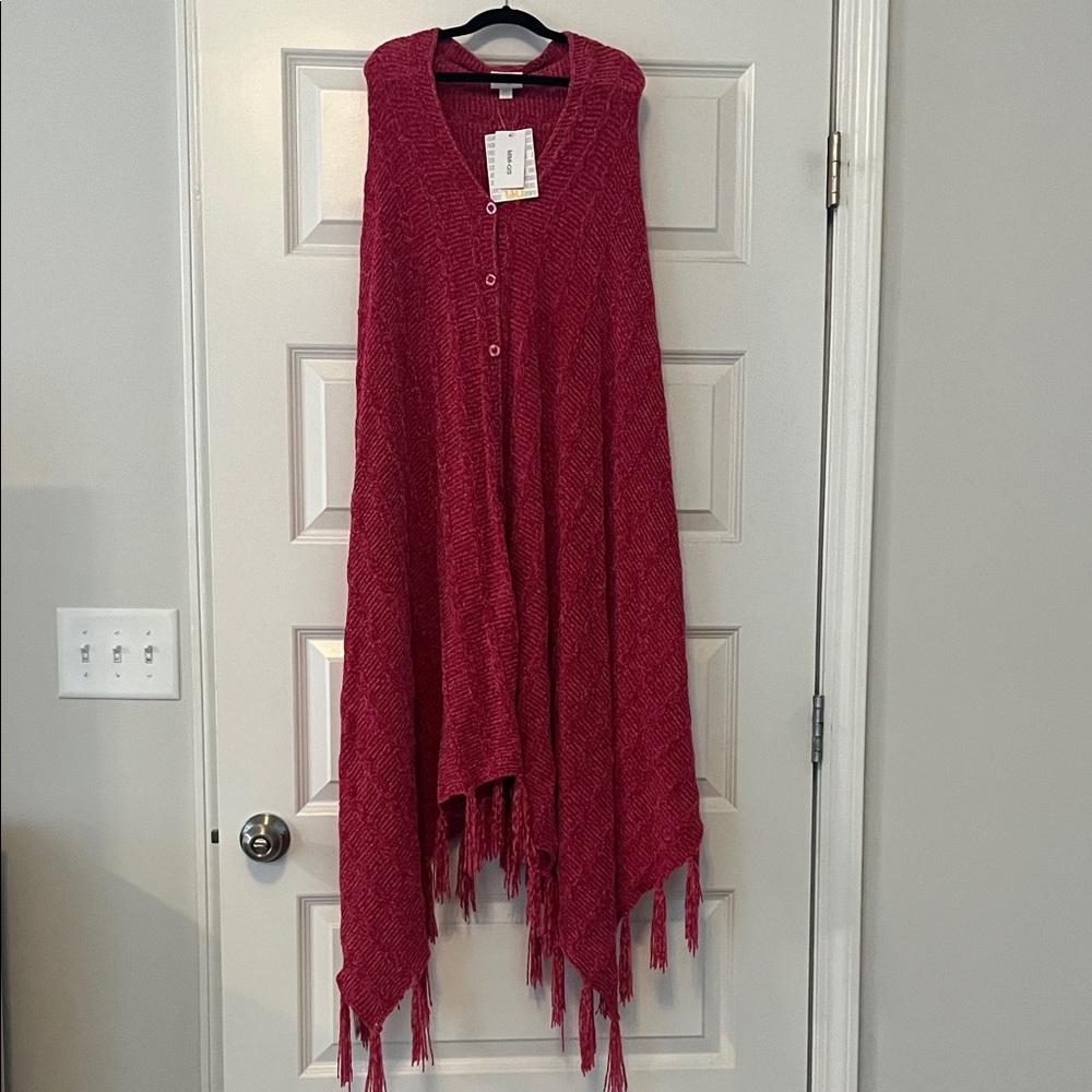LuLaRoe Hot Pink Poncho with Fringe
